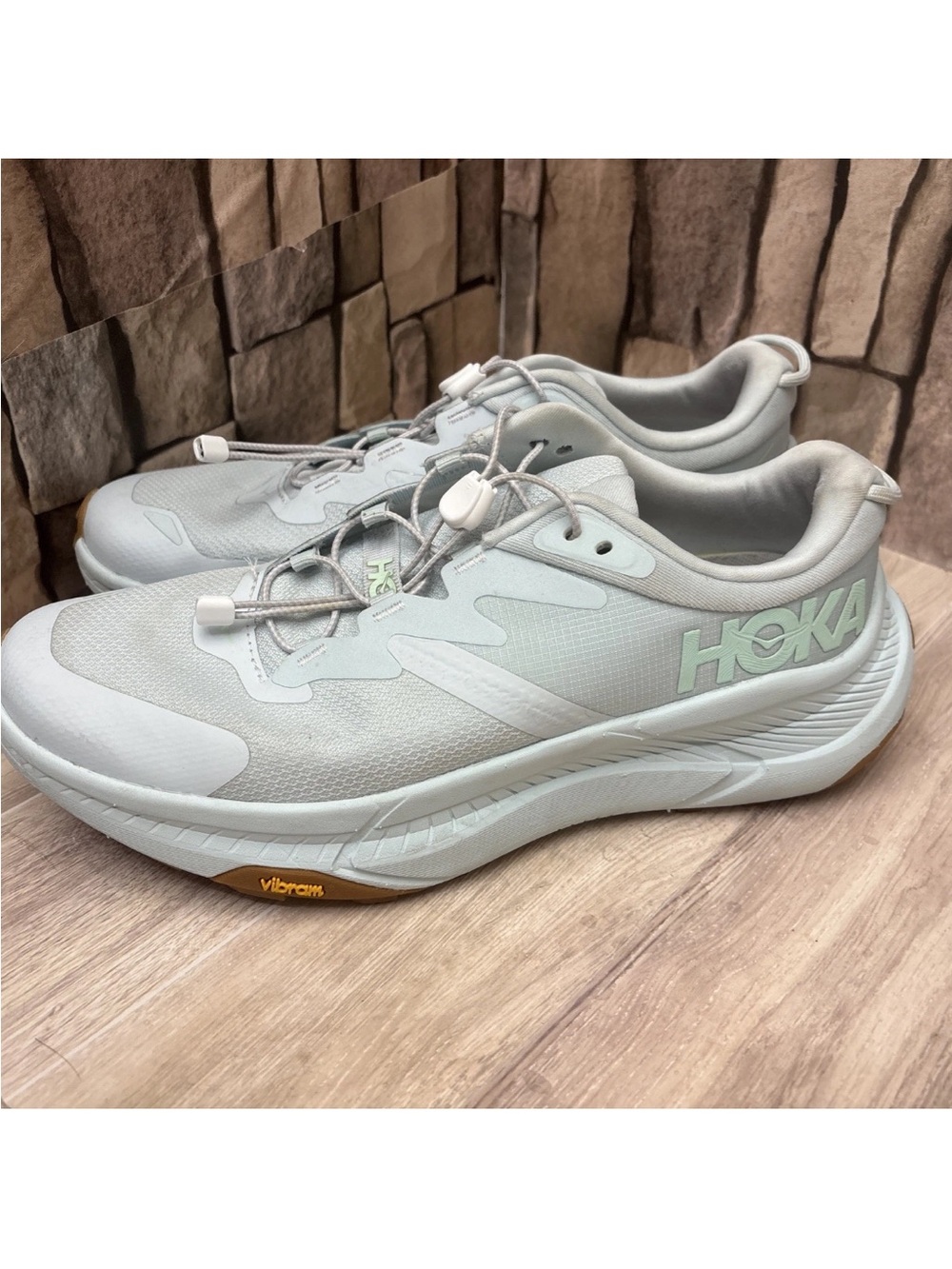 Women’s Hoka Women's Transport shoes in the Harbor Mist/Lime Glow Sz 10 - Picture 6 of 8